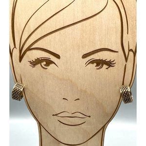 Chain Maille Covered Hoop Earrings, Vintage Mesh on Wide Band Gold Tone Screw